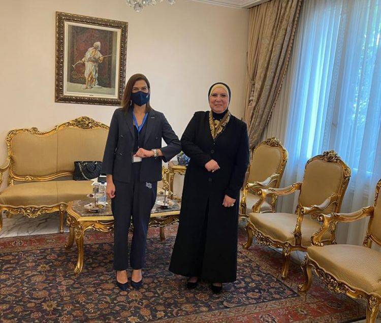 Η ΥΕΕΒ κα Νατάσα Πηλείδου με την Υπουργό Εμπορίου της Αιγύπτου κα Νεβίν Γκάμεα.